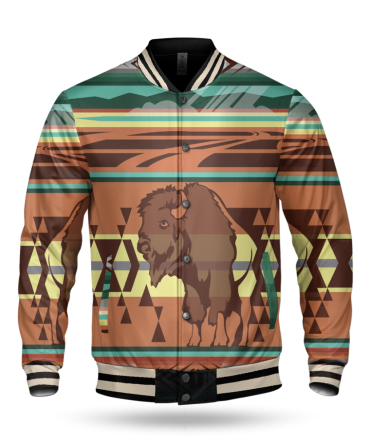 Bison Native American Baseball Jacket