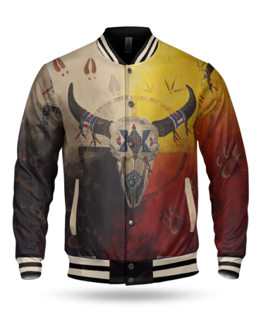 Bison Medicine Wheels Baseball Jacket