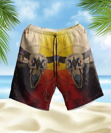 Bison Medicine Wheels Hawaiian Shorts