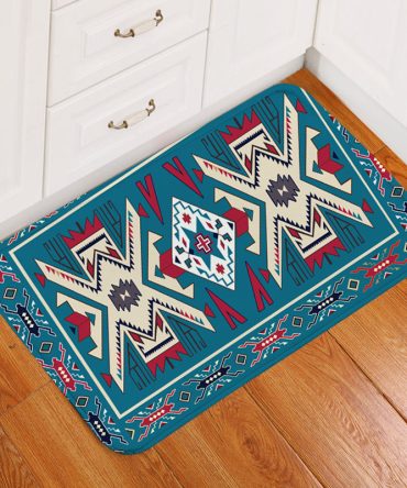 Blue Pink Pattern Native American Doormat