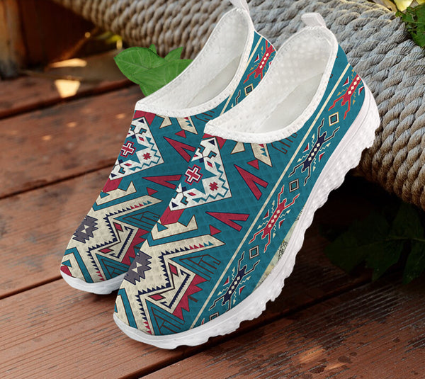 Blue Pink Pattern Native American Mesh Shoes - Image 2