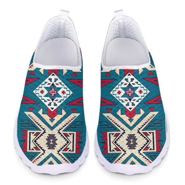 Blue Pink Pattern Native American Mesh Shoes - Image 3