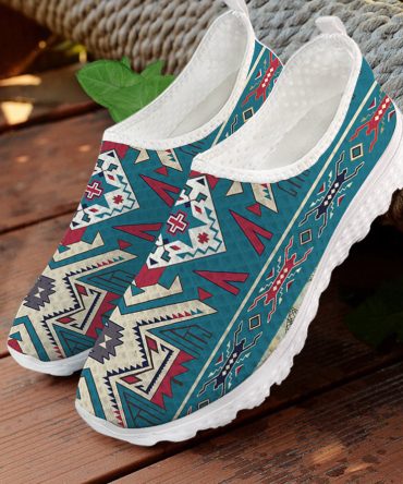 Blue Pink Pattern Native American Mesh Shoes
