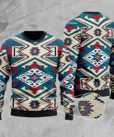 Blue Pink Pattern Native American Sweater