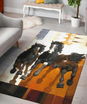 Horses Warrior Native American Pride Area Rug