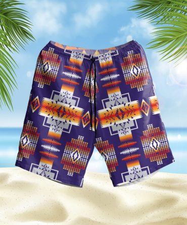 Purple Pattern Hawaiian Shorts