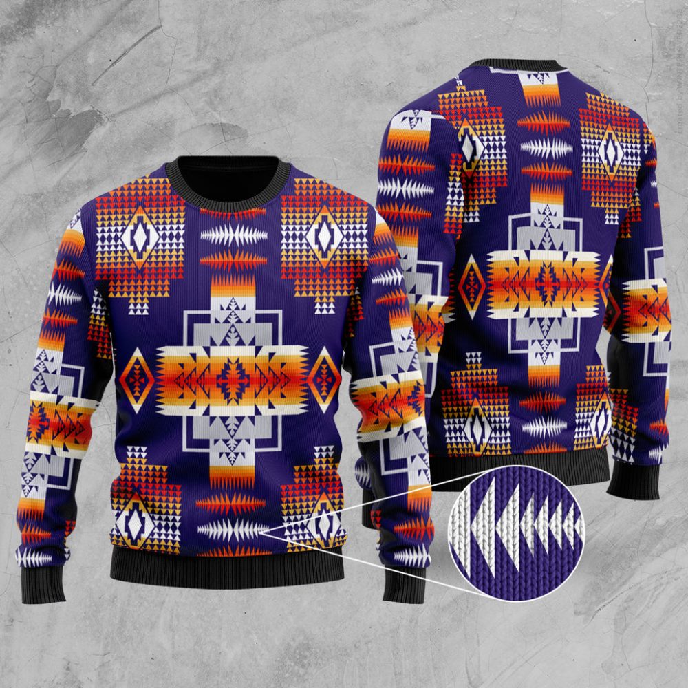 Purple Pattern Native American Sweater Men Women
