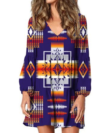 Purple Pattern Native American Swing Dress