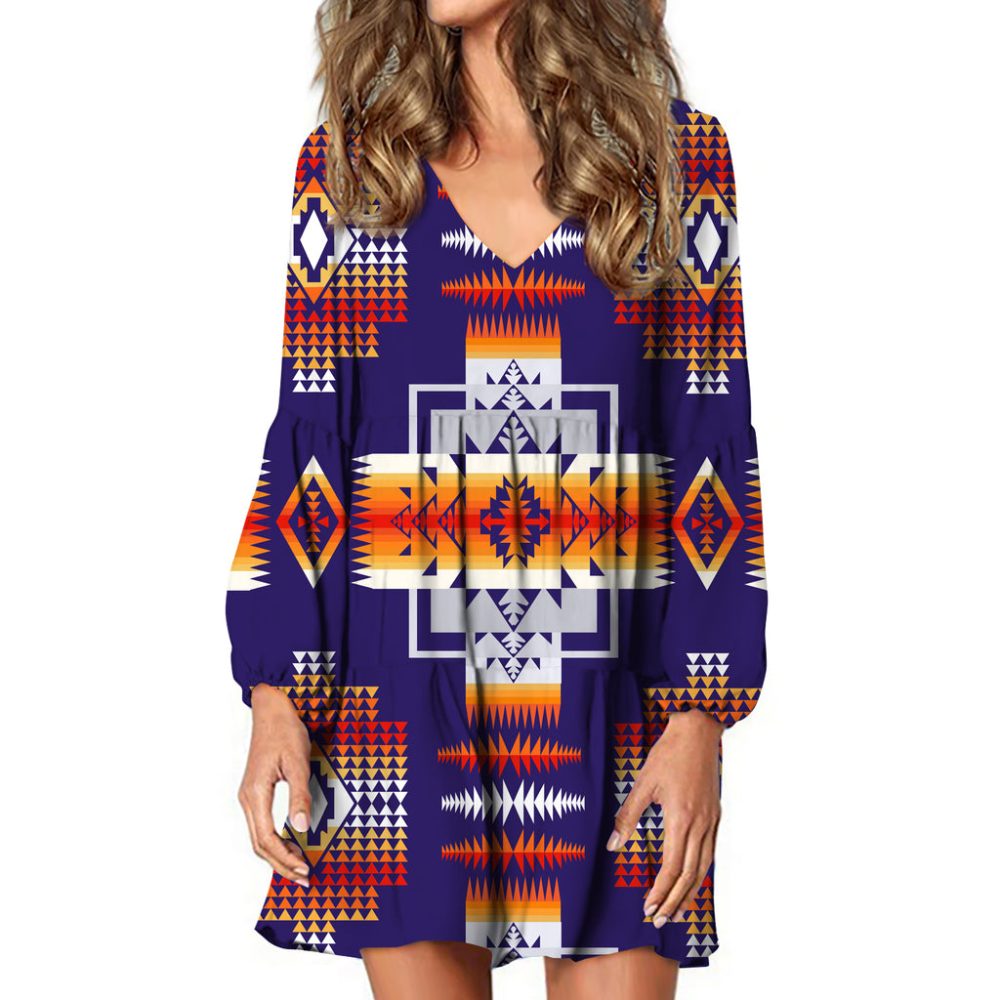 Purple Pattern Native American Swing Dress