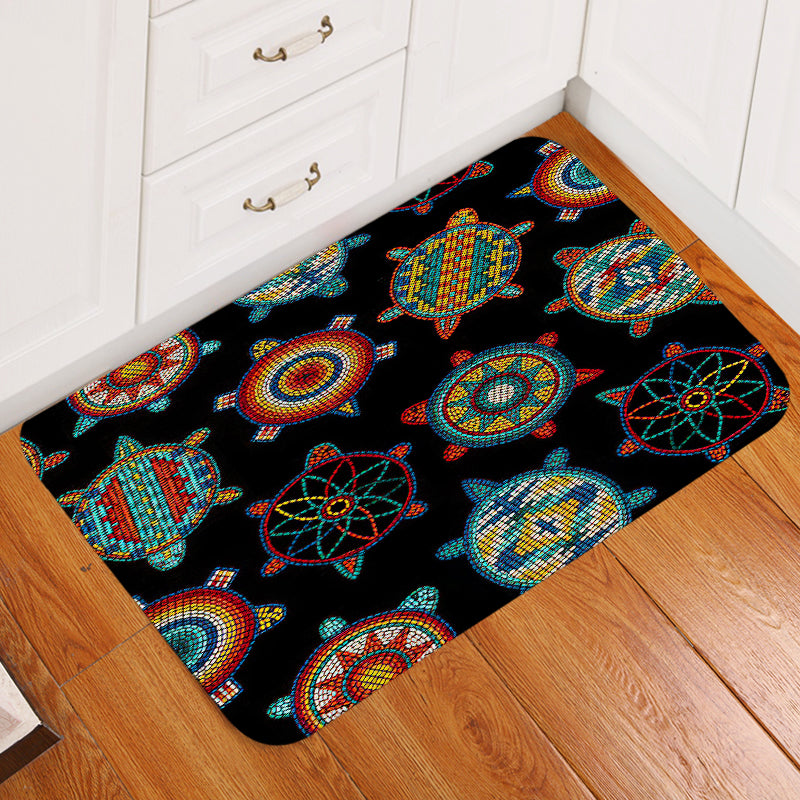 Mini Turtle Black Native American Doormat