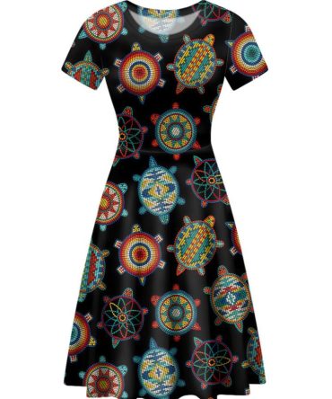 Mini Turtle Black Round Neck Dress