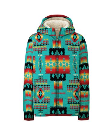 Blue Native Pattern 3D Fleece Hoodie
