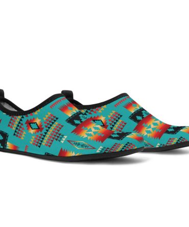 Blue Native Tribes Pattern Native American Aqua Shoes