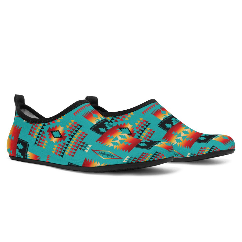 Blue Native Tribes Pattern Native American Aqua Shoes