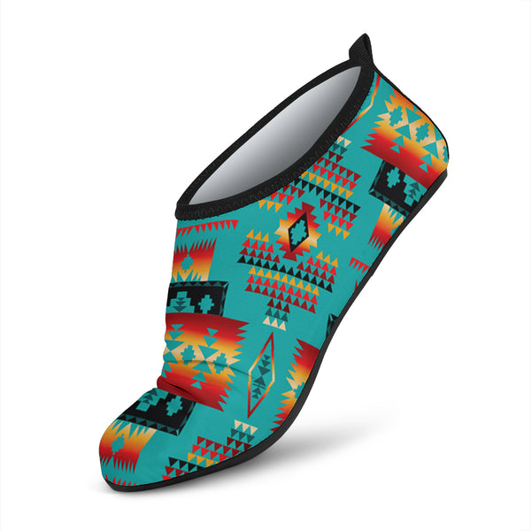 Blue Native Tribes Pattern Native American Aqua Shoes - Image 3