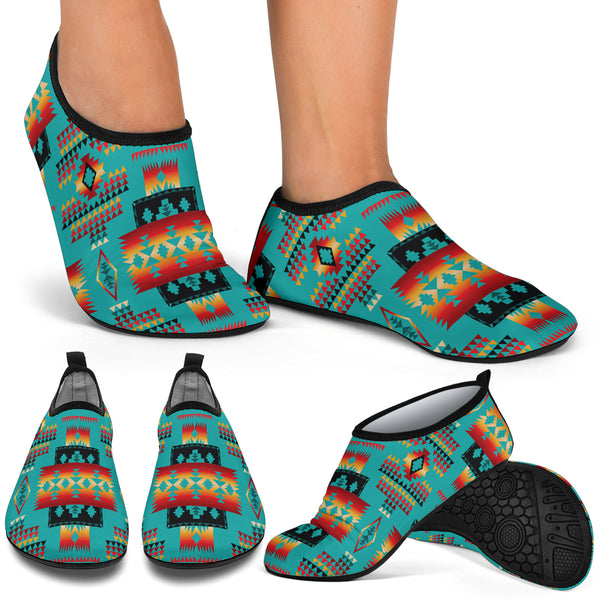 Blue Native Tribes Pattern Native American Aqua Shoes - Image 4