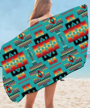 Blue Native Tribes Pattern Native American Bath Towel