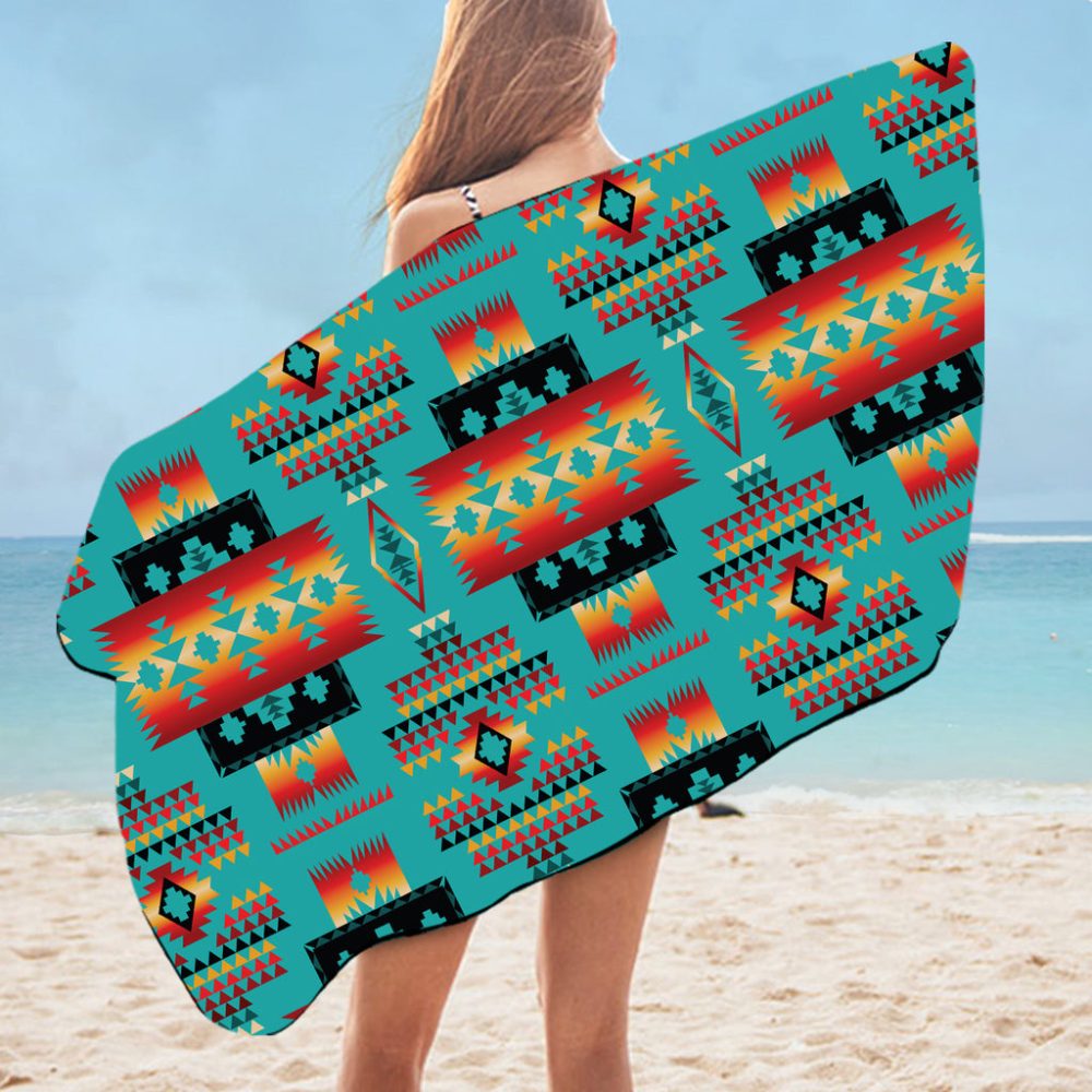 Blue Native Tribes Pattern Native American Bath Towel