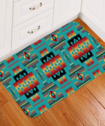 Blue Native Tribes Pattern Native American Doormat