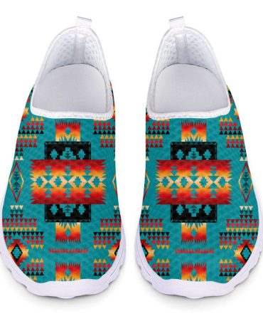 Blue Native Tribes Pattern Native American Mesh Shoes