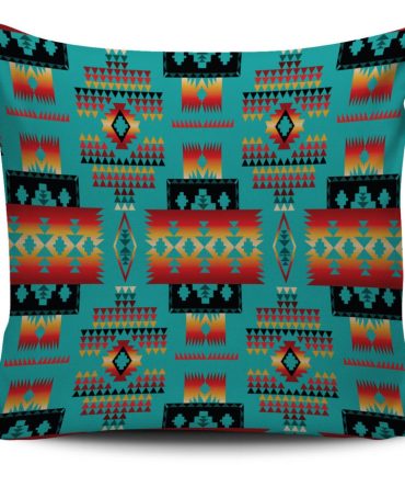 Blue Native Tribes Pattern Native American Pillow Cover