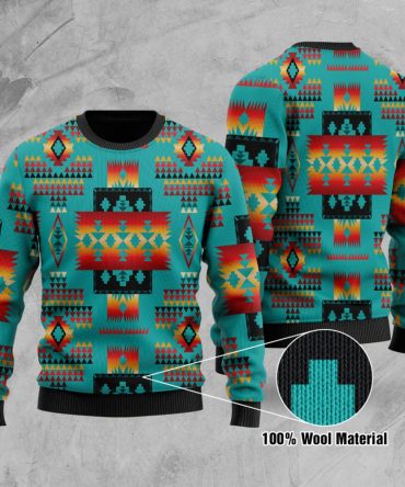 Blue Native Tribes Pattern Native American Design Sweater