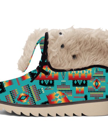 Tribes Pattern Faux Fur Leather Boots Men Women