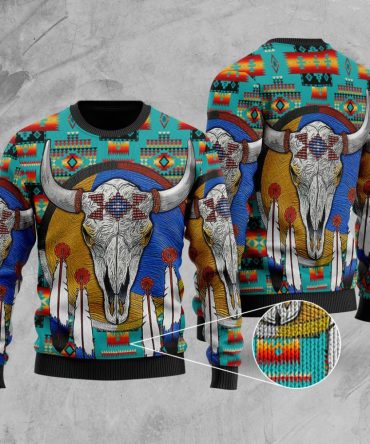 Blue Native Tribes Pattern Native American Sweater