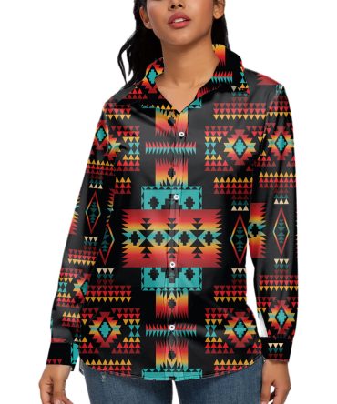 Black Native Tribes 3D Long Sleeve Blouse