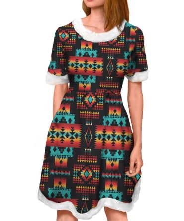 Black Native Tribes Pattern Adult Christmas Dress
