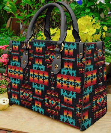 Black Native Tribes Pattern Leather Bag