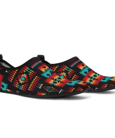 Black Native Tribes Pattern Native American Aqua Shoes