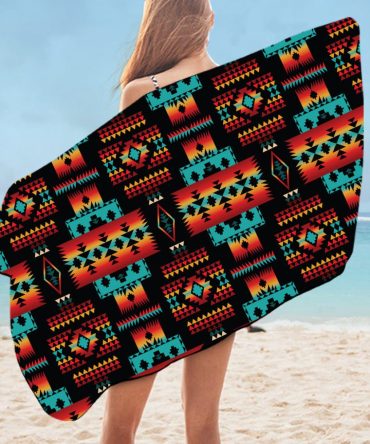Black Native Tribes Pattern Native American Bath Towel
