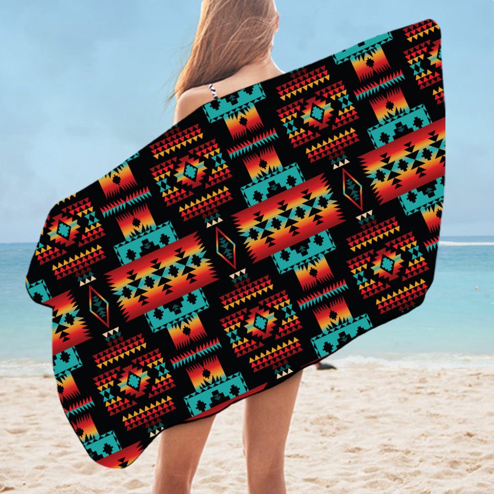 Black Native Tribes Pattern Native American Bath Towel
