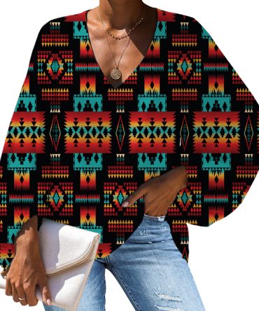 Black Native Tribes Pattern Native American Chiffon Shirt