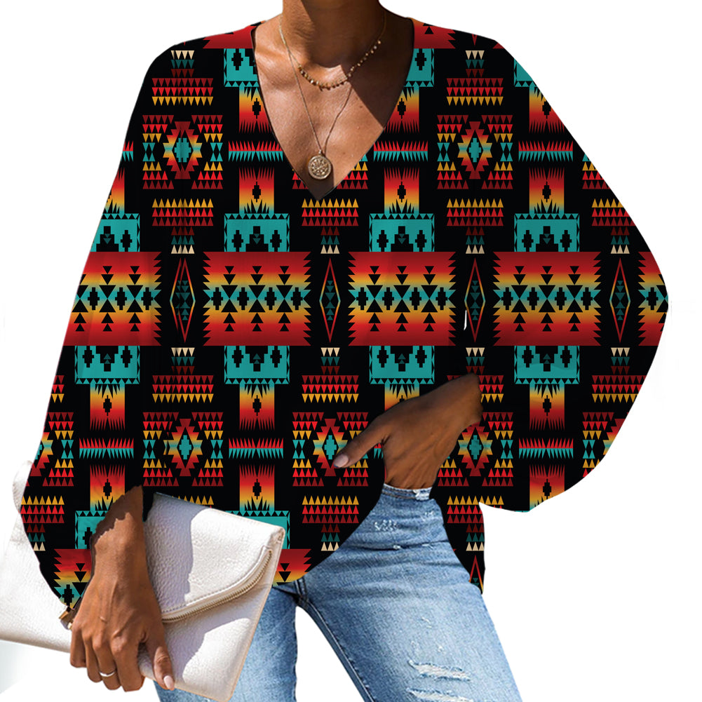 Black Native Tribes Pattern Native American Chiffon Shirt