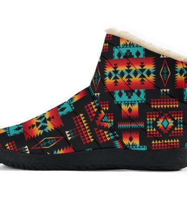 Black Native Tribes Pattern Native American Cozy Winter Boots