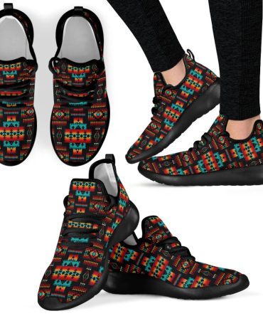 Black Native Tribes Pattern Native American Mesh Knit Sneakers