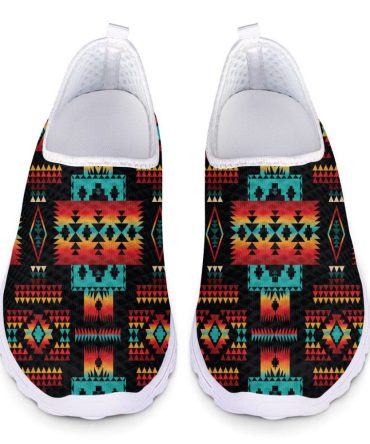 Black Native Tribes Pattern Native American Mesh Shoes