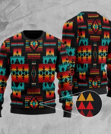 Black Native Tribes Pattern Native American Sweater
