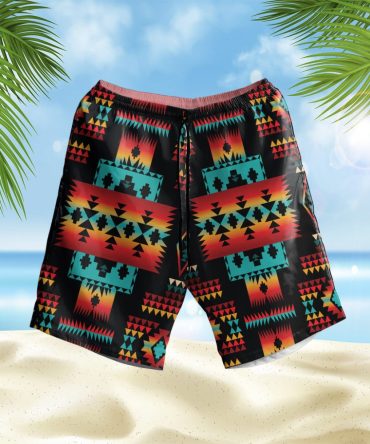 Black Pattern Hawaiian Shorts