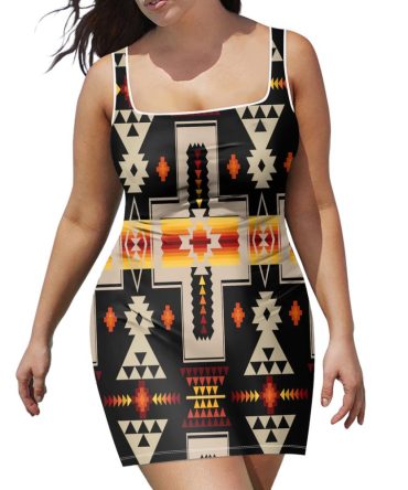 Black Pattern Neckline Dress