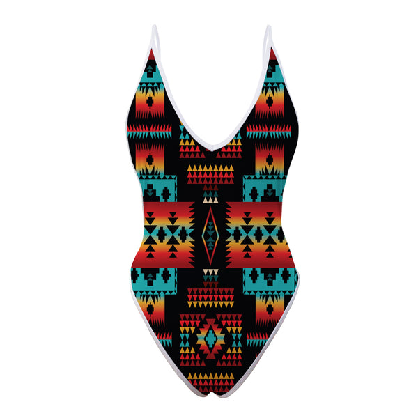 Native Tribes Pattern Native American Women?s One Piece High Cut Swimsuit - Image 2