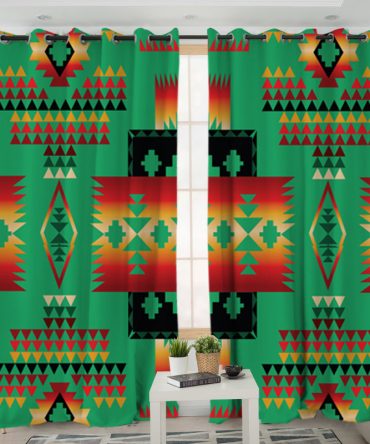 Green Pattern Native Living Room Curtain