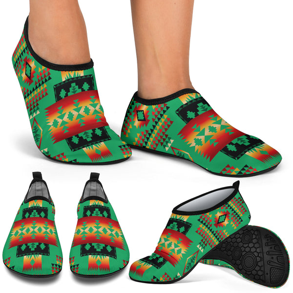 Green Tribe Pattern Native American Aqua Shoes - Image 4