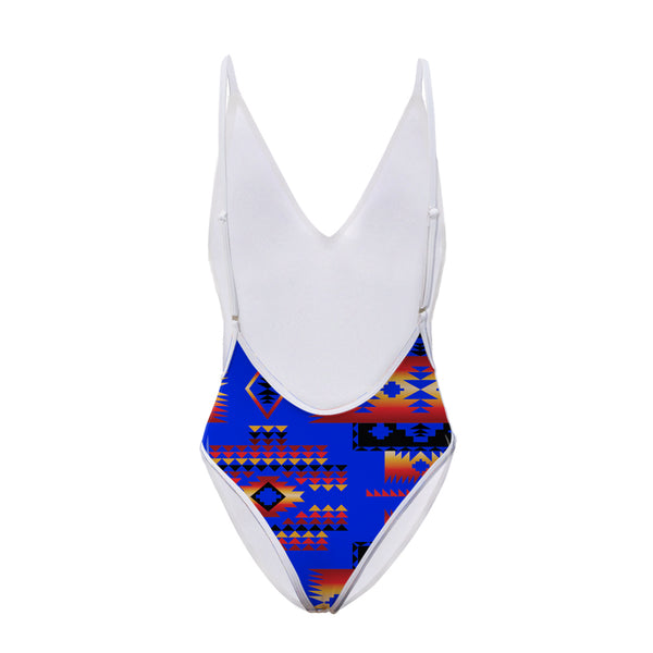 Black Native Tribes Pattern Native American Women?s One Piece High Cut Swimsuit - Image 3