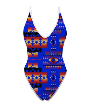 Black Native Tribes Pattern Native American Women?s One Piece High Cut Swimsuit