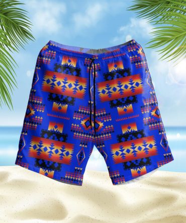 Dark Blue Native Pattern Hawaiian Shorts