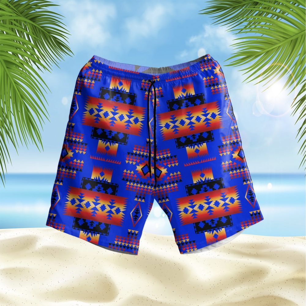 Dark Blue Native Pattern Hawaiian Shorts