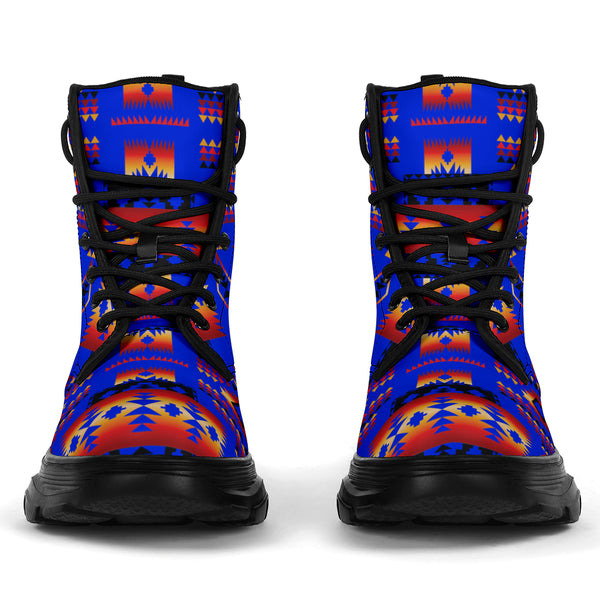 Dark Blue Native Tribes Pattern Native American Chunky Boot - Image 4